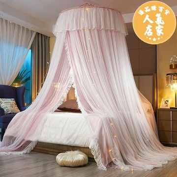 蚊帳 圓頂蚊帳 吊頂蚊帳 2025新款免安裝圓頂吊頂式蚊帳家用吊掛落地式床幔加密加厚公主風