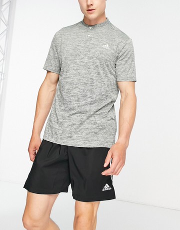 adidas Golf textured stripe polo shirt in green