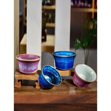 神垕鈞瓷主人杯大號品茗杯個人專用陶瓷茶杯功夫茶具開片可養單杯