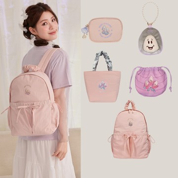【DISNEY】牡蠣寶寶 愛麗絲夢遊仙境 後背包 雙層零錢包 造型零錢包 手提袋 購物袋 外出袋 粉色包包