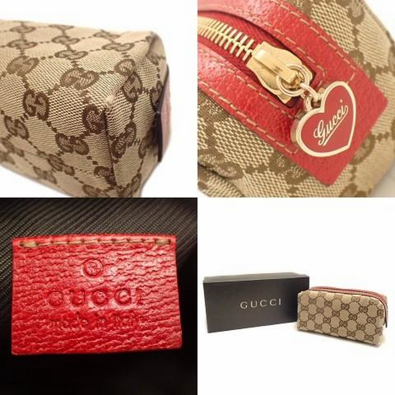 GUCCI ブラウンキャンバスポーチ GUCCI(グッチ) コスメポーチ 小物入れ 化粧ポーチ GGキャンバス