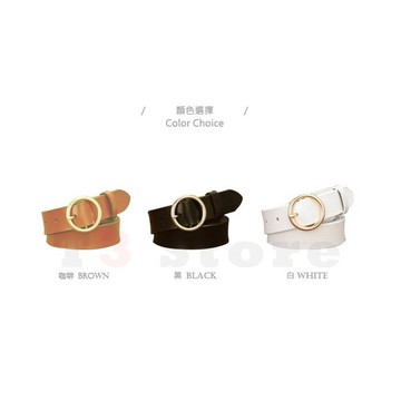黑色皮帶 白色皮帶 金圓框寬皮帶 復古皮帶 圓環腰帶 金扣皮帶 銀扣皮帶【MA02】