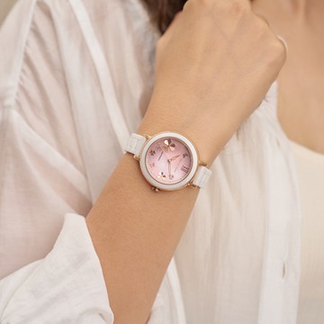 Relax Time RT-110S-02 拾光花語光動能陶瓷女士時尚腕錶 37.5mm 粉