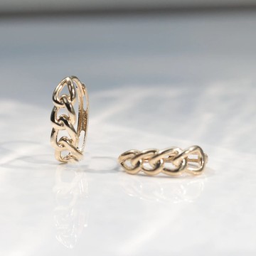 14K 金粗鍊造型耳扣耳環(內徑11.5mm)