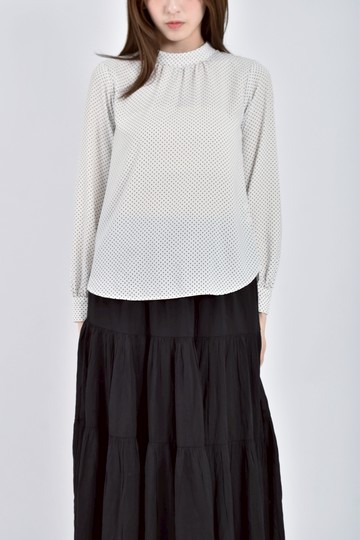 (M) gu雪紡點點白色長袖上衣