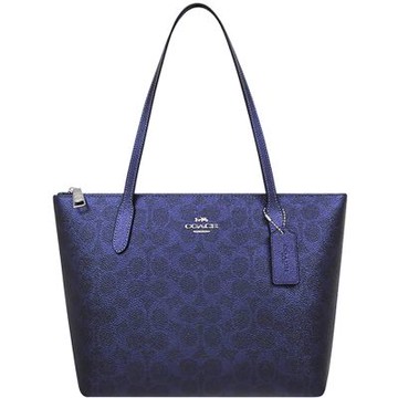 COACH 星夜藍色大C PVC中型托特包
