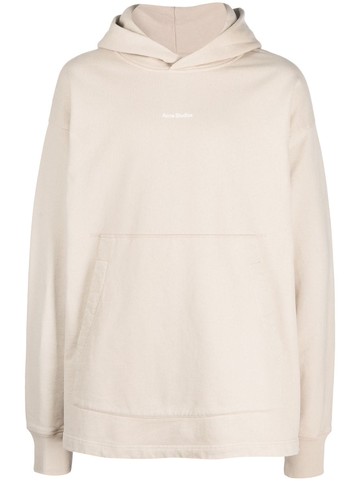 Acne Studios - logo-print cotton hoodie - men - Cotton - S - Neutrals