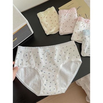 內褲女生純棉抗菌A類全棉加長襠少女可愛中腰三角褲女士褲頭純欲