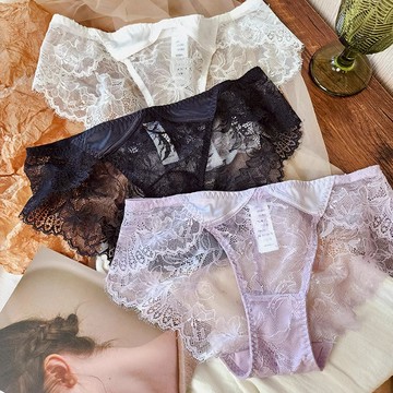 「MOJITO」豐富多彩‧性感蕾絲公主風緞面小褲柔軟輕薄透氣網紗包臀棉底襠女士三角褲(4色選) S-XL