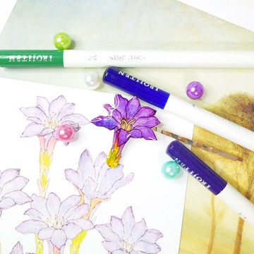 臺灣特有種 阿里山龍膽 繪畫一字夾 髮夾