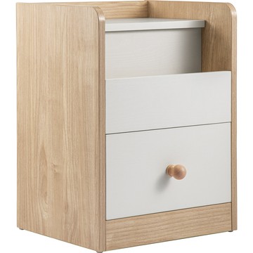 hoi!林氏木業北歐簡約小戶型單抽床頭櫃 MB3B-原木+白色