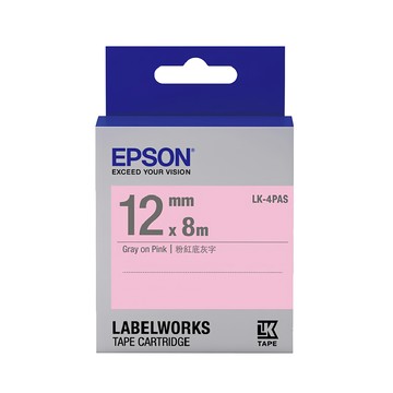 EPSON 台灣公司貨 標籤帶 LK-4PAS  粉紅底灰字  8m
