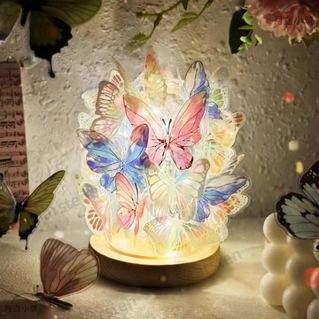 【臺灣有貨】蝴蝶小夜燈 diy材料包 創意臥室氛圍燈 七夕送女友 閨蜜衕學 生日禮物