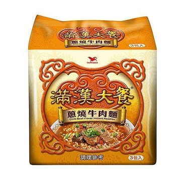 【統一】滿漢大餐-蔥燒牛肉麵187gx3入/袋