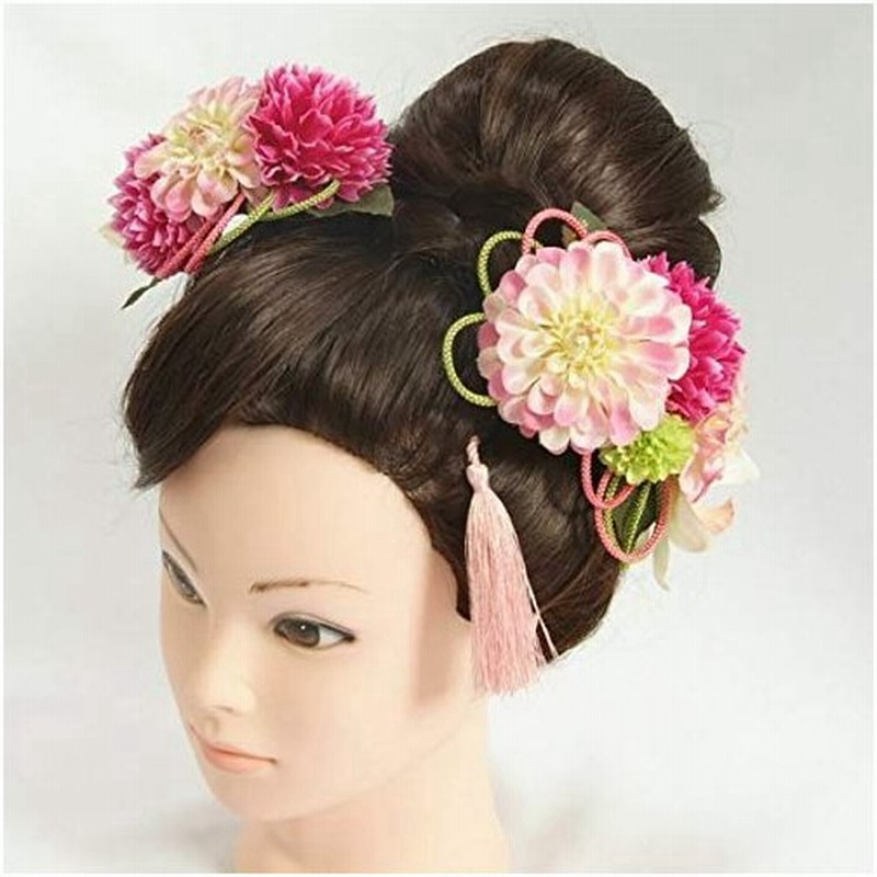 髪飾り 成人式 振袖 七五三着物 卒業袴 ドレスにも使えます 濃淡ピンクパープル 3点セット 牡丹菊 コーム ピンタイプ 日本製 通販 Lineポイント最大0 5 Get Lineショッピング