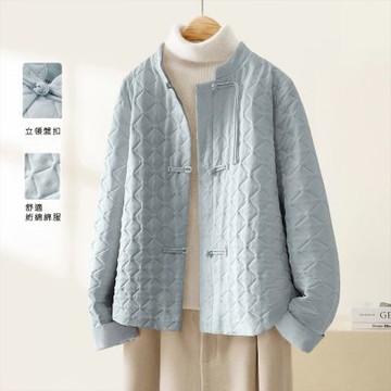 初色 新中式立領盤扣加厚保暖棉服外套女外套-共2色-39045(M-2XL可選)