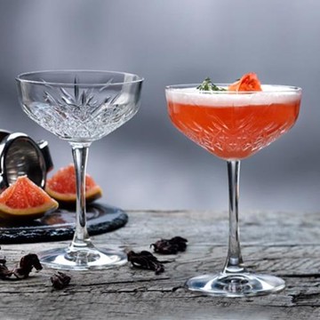 PASABAHCE進口玻璃雞尾酒杯創意復古刻花高腳杯香檳杯馬天尼杯子