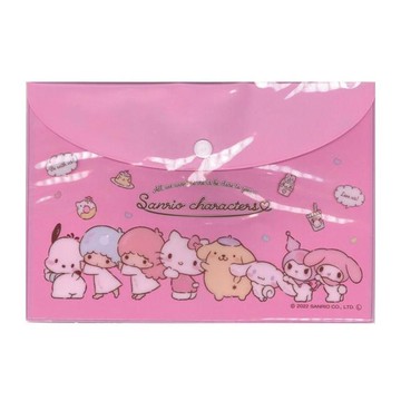 小禮堂 Sanrio 三麗鷗大集合 橫式按扣資料夾 (粉搭肩款)