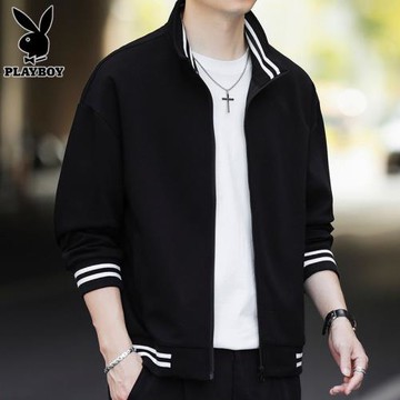 花花公子開衫衛衣男士冬季潮牌立領衣服休閑青年潮流外套男秋冬款