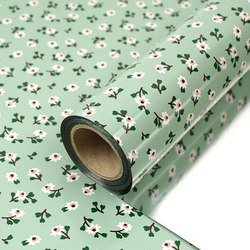 POPO FANCY 小花塑膠蒸鍍捲筒包裝紙 37.5cm x 17m  1個  薄荷綠