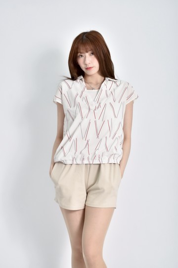 加購優惠(M) kiki質感假兩件白色短袖上衣