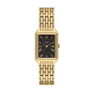 【FOSSIL】限時9折★Raquel 柔霧曜黑羅馬數字女錶 金色不鏽鋼 23 MM ES5434