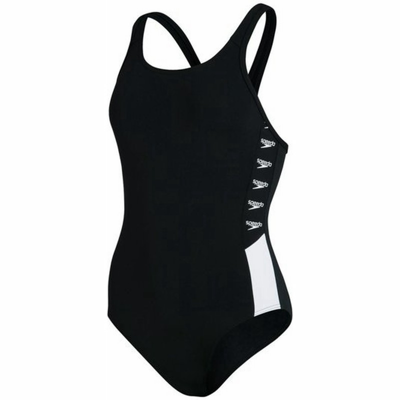 スピード Speedo レディース ワンピース 水着 ビーチウェア Splice Logo Muscleback Black White 通販 Lineポイント最大get Lineショッピング