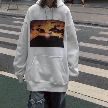 春秋薄款白色衛衣女寬松ins潮設計感小眾hiphop百搭上衣