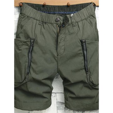 2025夏季軍綠工裝短褲男休閑寬松多口袋中褲潮流五分褲純棉沙灘褲