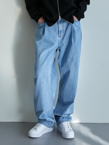 Washed Wide Denim Pants_Light Blue