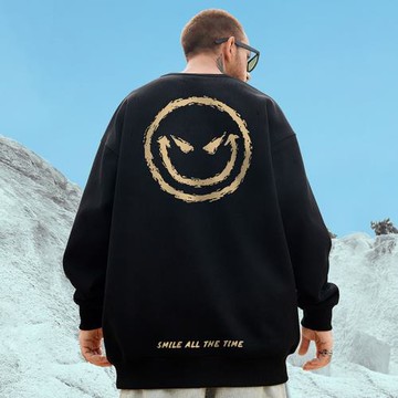 小惡魔oversize潮牌嘻哈hiphop大碼男裝圓領加絨衛衣寬松潮流秋冬