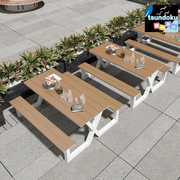 【防腐防裂】戶外桌椅組合 公園桌椅 庭院桌椅 酒吧桌椅 廣場桌椅 防腐木鐵藝 多人聚餐 露天休閒