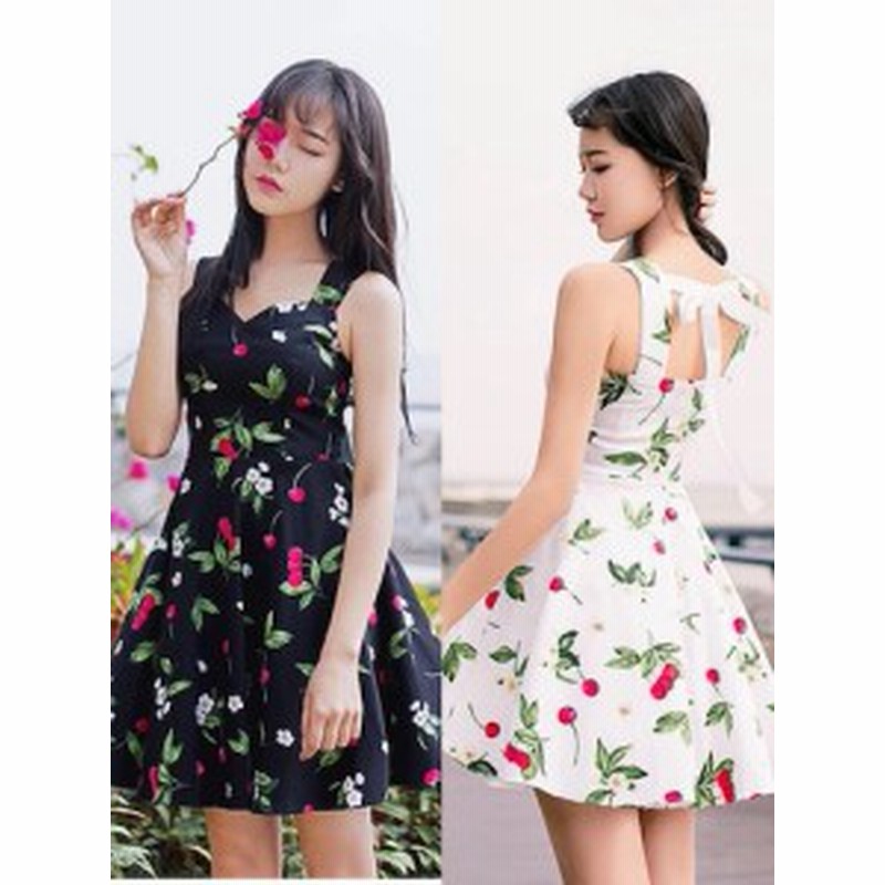 ワンピース レディース キャミソールワンピース ミニワンピース リボン 夏 チェリー さくらんぼ ガーリー 通販 Lineポイント最大1 0 Get Lineショッピング