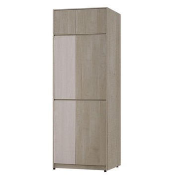 文創集  萊斯妮雙色2.5尺開門雙吊加高衣櫃-75x58.5x237cm免組