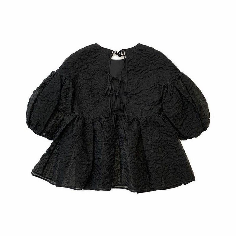 セシリーバンセン ボリュームスリーブシャツ ブラック 6521-343