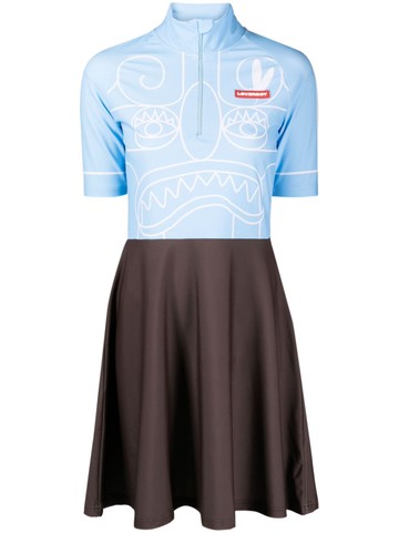 Charles Jeffrey Loverboy - face-print flared minidress - women - Polyester/Elastane - S - Blue