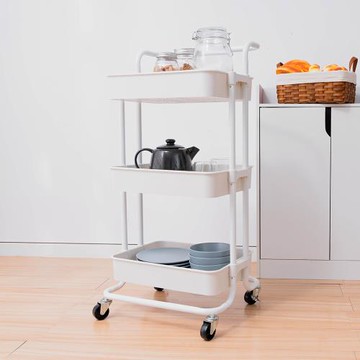 【樂嫚妮】雪花輕量收納置物三層推車附把手-5色