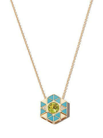 Harwell Godfrey - 18kt yellow gold Evil Eye turquoise peridot pendant necklace - women - 18kt Yellow Gold/Peridot - One Size