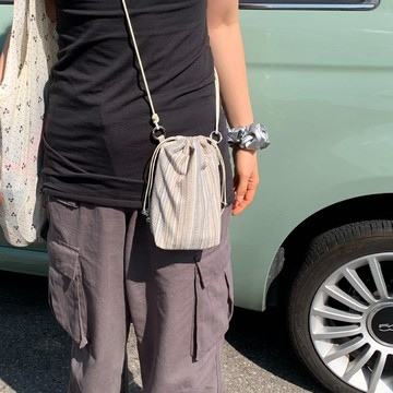 韓國品牌 Jackobag 嬉皮條紋迷你包 - 米白色