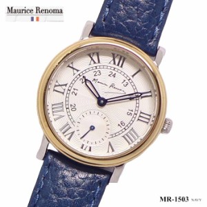 レディース 腕時計 BOX無し Maurice Renoma モーリス レノマ MR-1503-NAVY スモールセコンド ネイビー イタリアンレザー  ベルト ローマ数 | LINEブランドカタログ