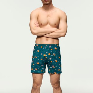 Mr. DADADO-閃耀灌籃 M-3L印花四角男內褲(土耳其綠) 天然絲光棉-吸濕排汗-GHQ519H2