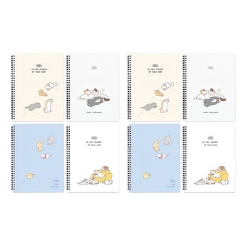 PINKFOOT Nyang Nyang Stay Soft 筆記本4件組  象牙白 + 灰色 + 藍色 + 白色  2組