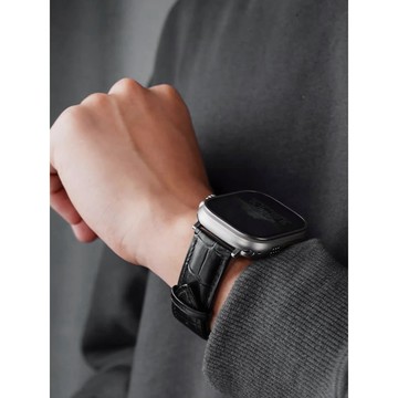 《台灣出貨》適用 APPLE WATCH 蝴蝶扣錶帶 鱷魚紋真皮錶帶 Ultra S11 S10 46mm 男士錶帶