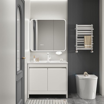 莫頓落地式不銹鋼浴室柜組合洗手盆洗臉盆陶瓷一體盆洗漱臺衛生間 y8051