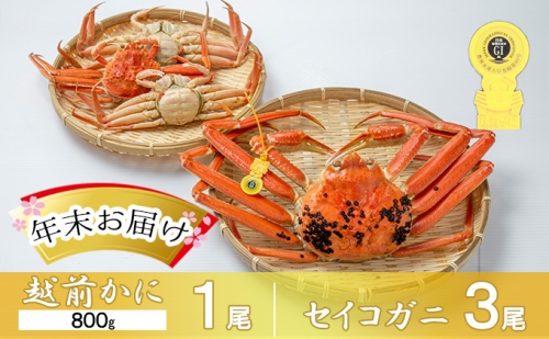 茹で越前ガニ食通もうなる本場の味をぜひ、ご堪能ください。越前ガニ 約800g＋セイコガニ3杯 越前がに 越前かに 越前カニ カニ ボイルガニ