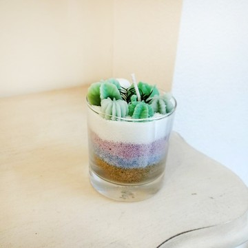 愛蜜麗香氛工作室x覓品竹北手作店-多肉植物香氛蠟燭-深綠色系-絲柏香氣