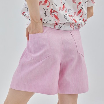 BIRUCHU BONJOUR SHORTS - PINK FRENCH LINEN 粉色 亞麻 短褲