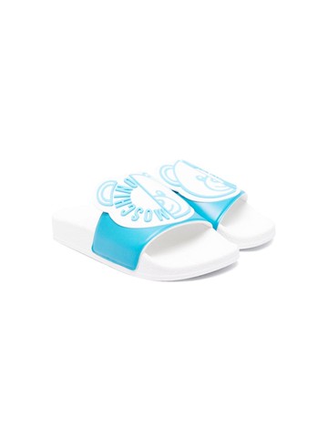 Moschino Kids - Teddy-Bear-motif slides - kids - Rubber/Rubber/Rubber/Fabric - 35 - Blue