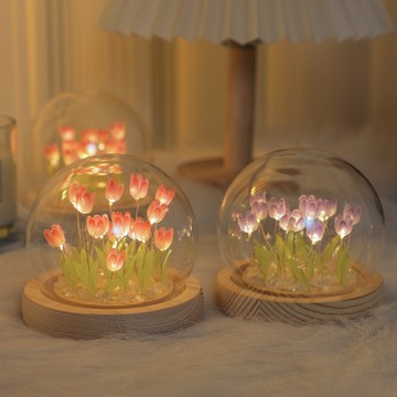 🍑郁金香小夜燈 DIY手工材料包 擺件 花海 發光小夜燈 氛圍燈 畢業禮物 生日禮物 教師 禮品