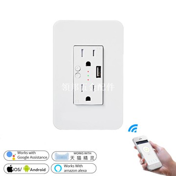 【領邦五金配件】WIFI涂鴉智能插座120型app定時遙控USB分區控制家居智能插座